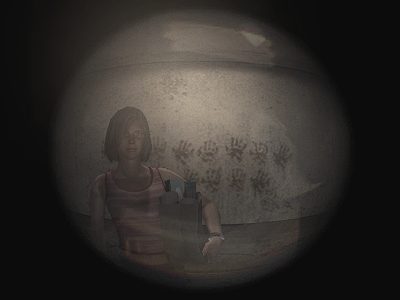 覗き窓から見たら人がいた。